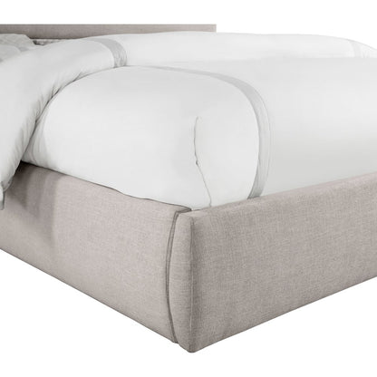 Adam Taupe Linen Textured Fabric King Bed