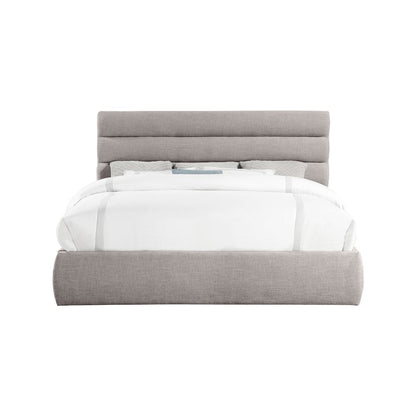 Adam Taupe Linen Textured Fabric King Bed