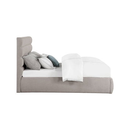 Adam Taupe Linen Textured Fabric King Bed