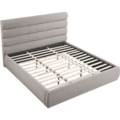 Adam Taupe Linen Textured Fabric King Bed