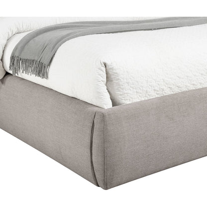 Adam Taupe Linen Textured Fabric Queen Bed