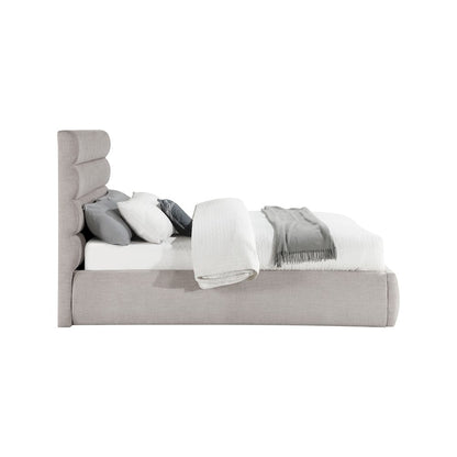 Adam Taupe Linen Textured Fabric Queen Bed