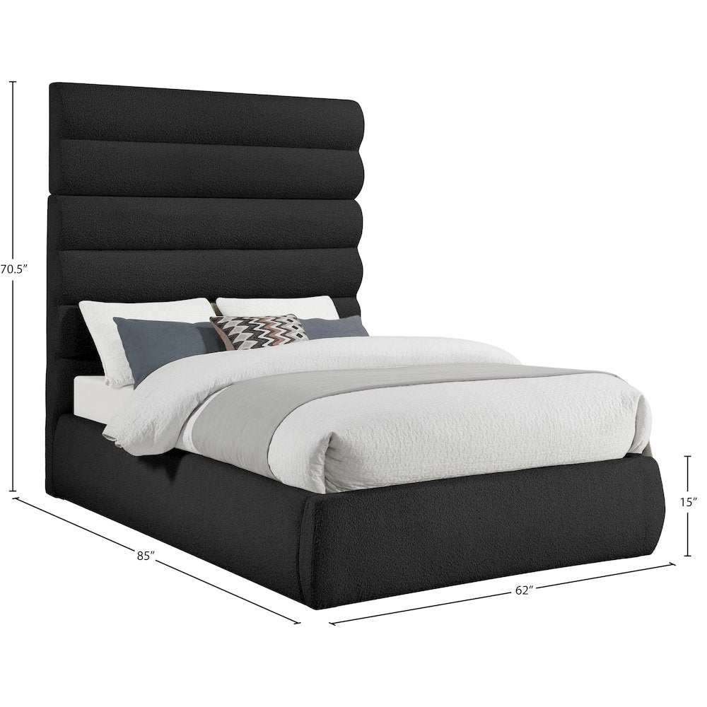 Adam Black Boucle Fabric Full Bed