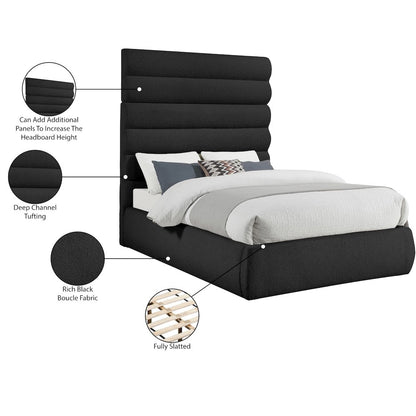Adam Black Boucle Fabric Full Bed