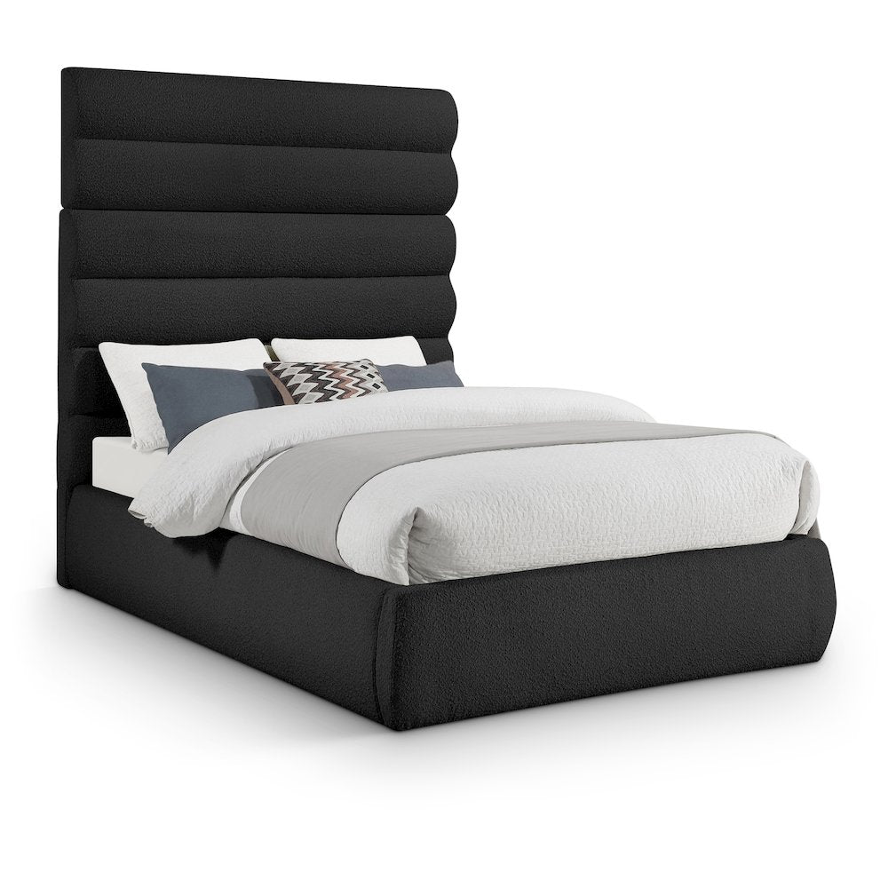Adam Black Boucle Fabric Full Bed