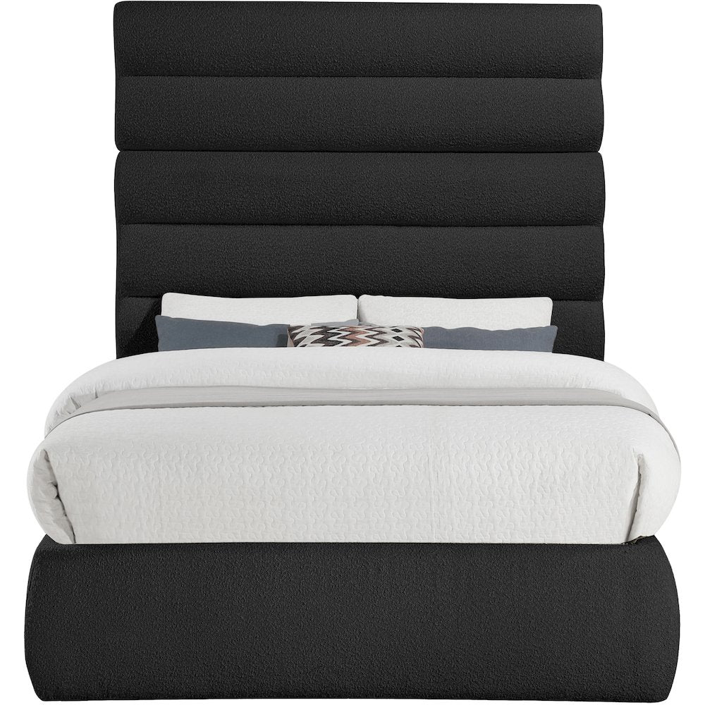 Adam Black Boucle Fabric Full Bed