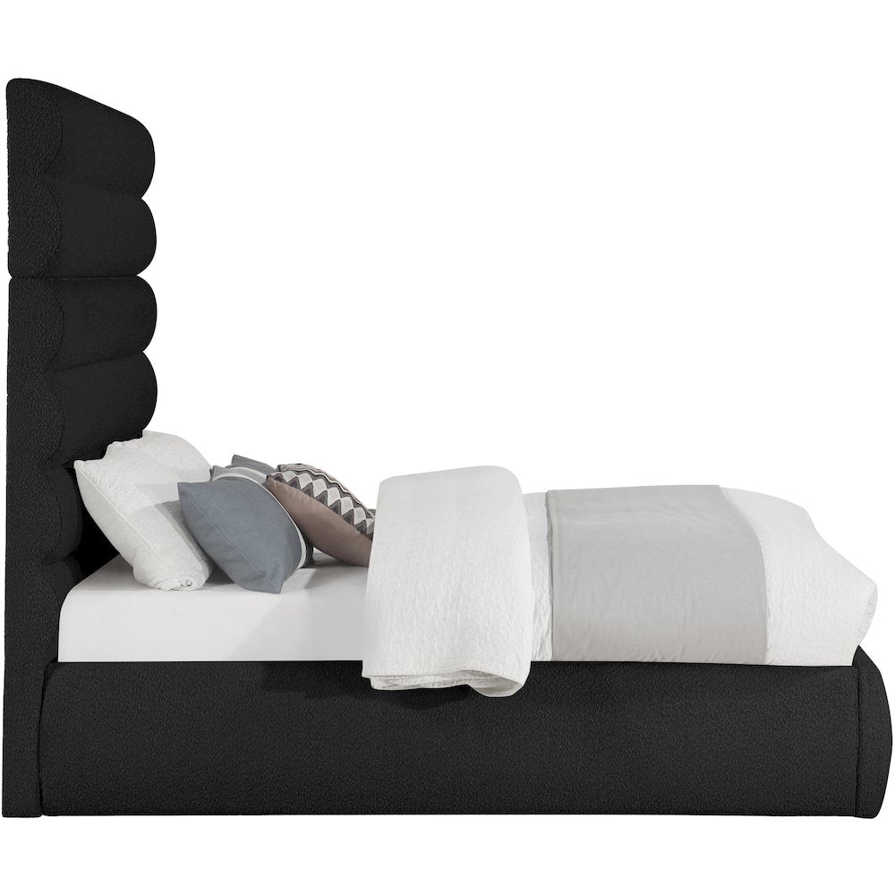 Adam Black Boucle Fabric Full Bed