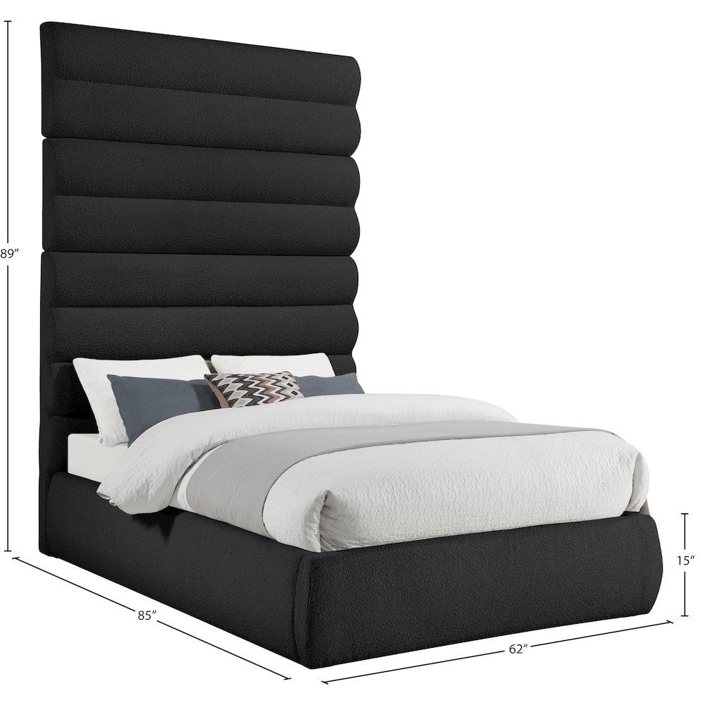 Adam Black Boucle Fabric Full Bed