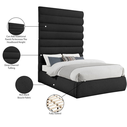 Adam Black Boucle Fabric Full Bed