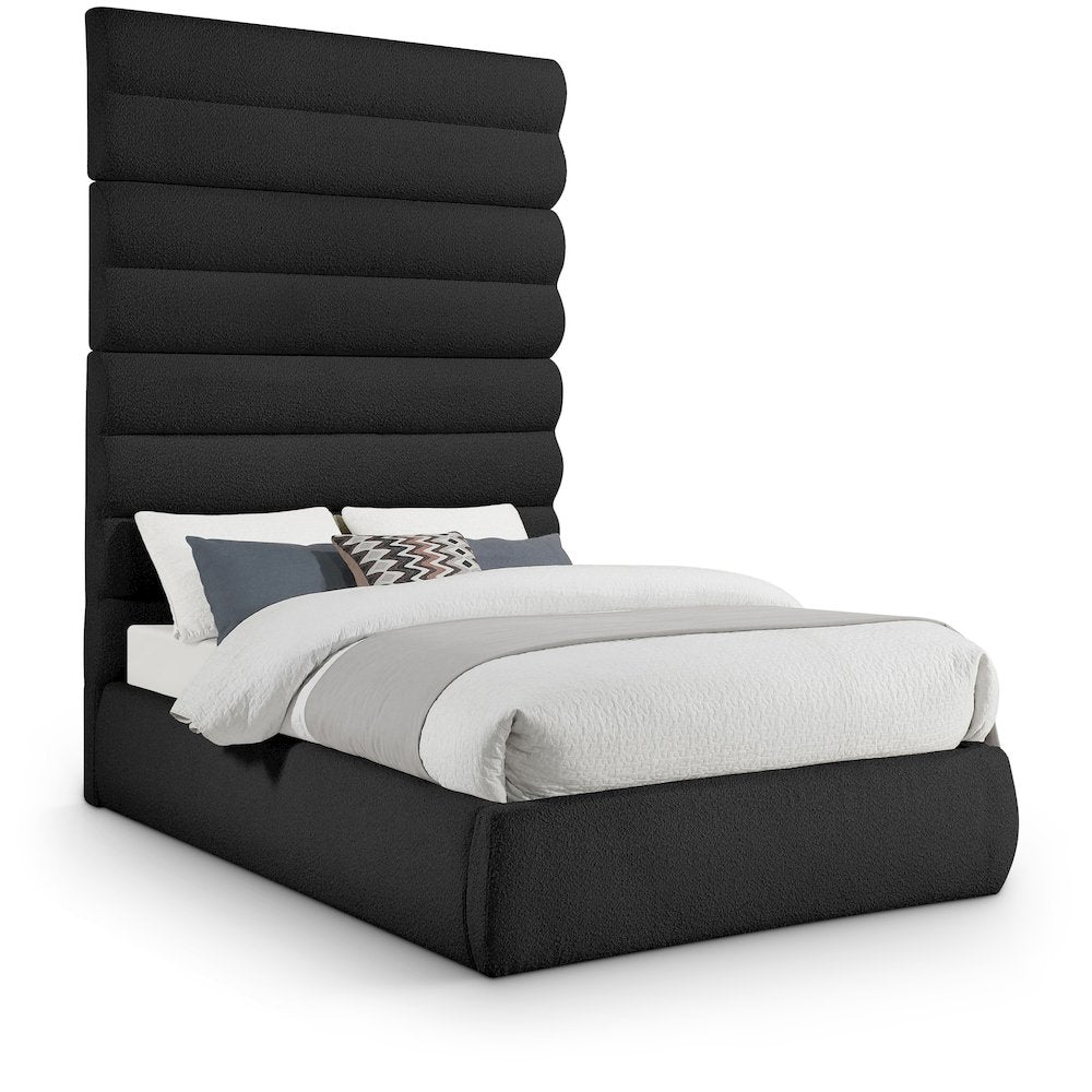 Adam Black Boucle Fabric Full Bed