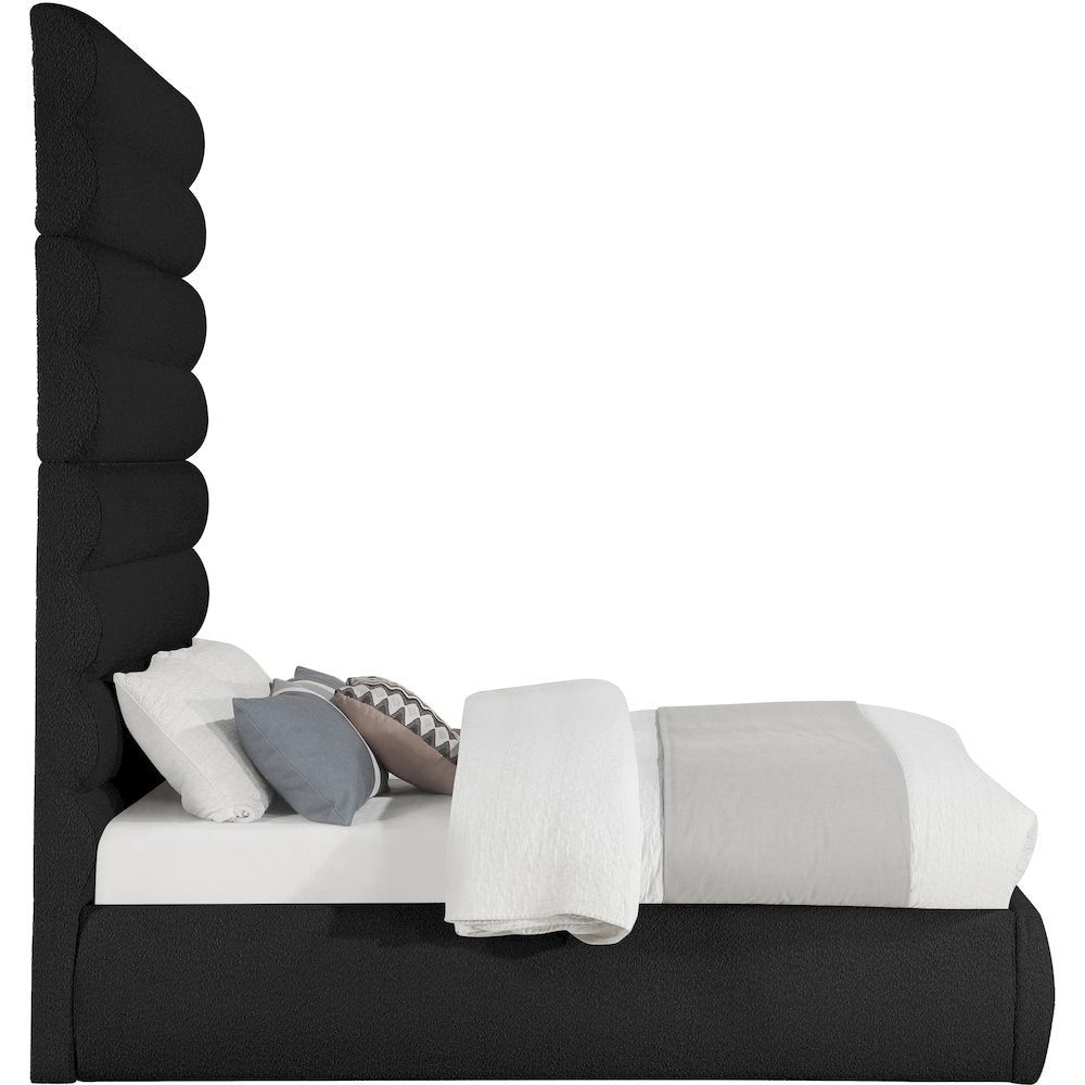 Adam Black Boucle Fabric Full Bed