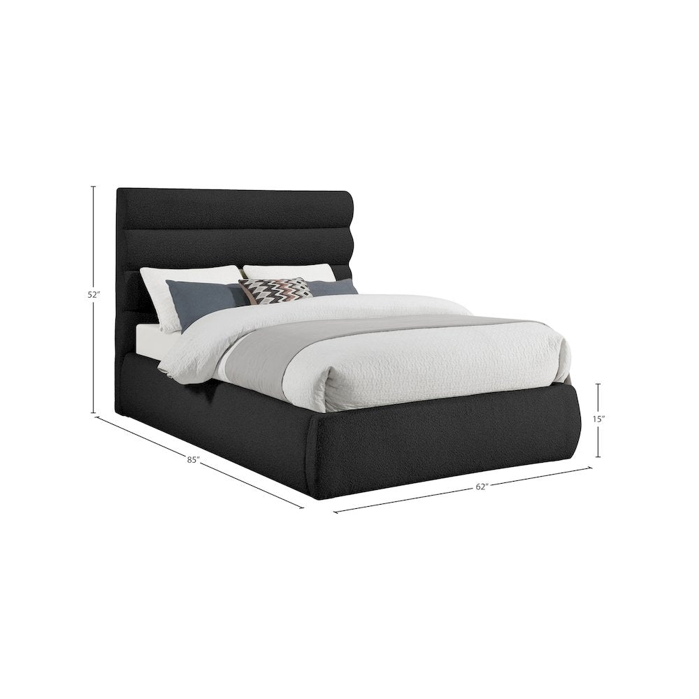 Adam Black Boucle Fabric Full Bed