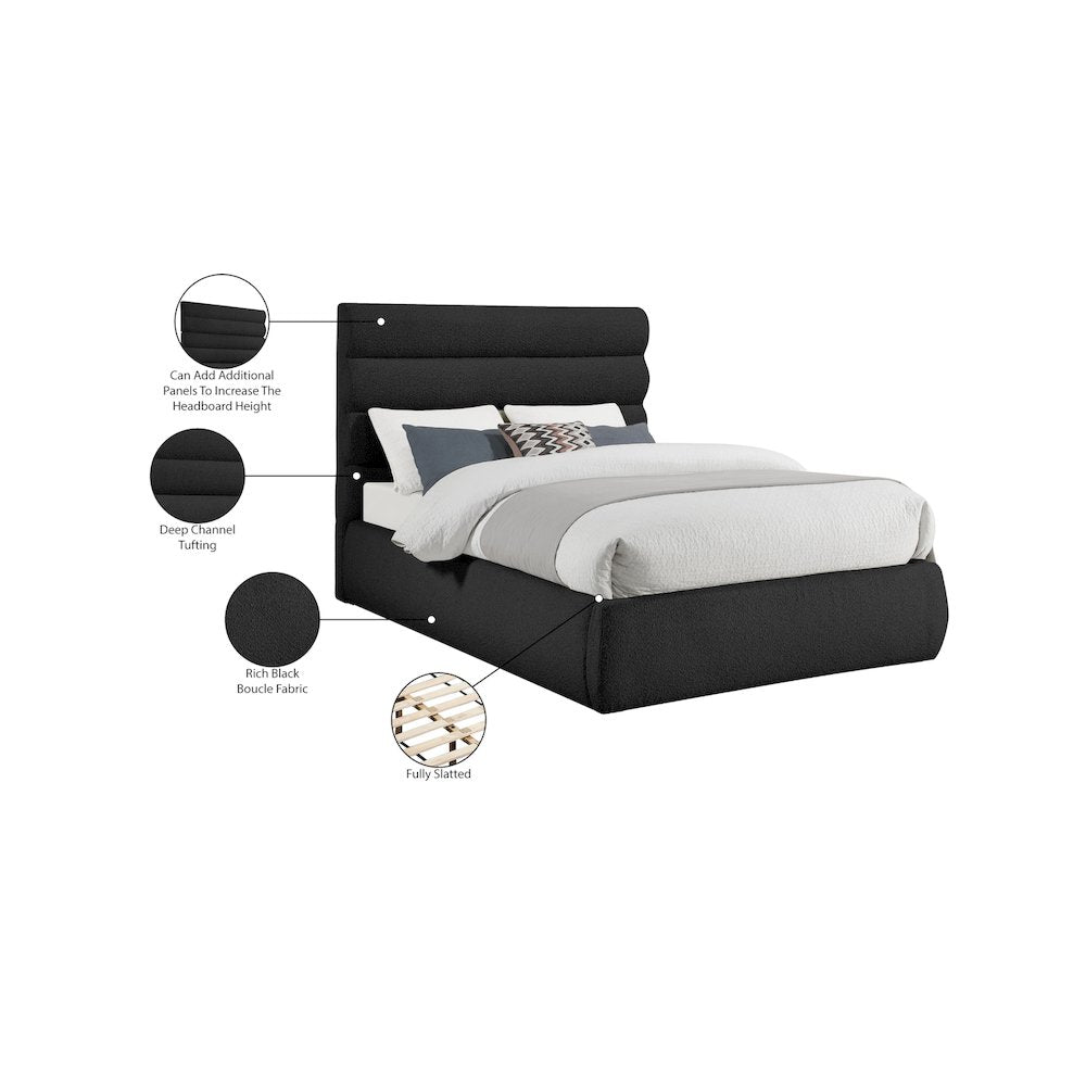 Adam Black Boucle Fabric Full Bed