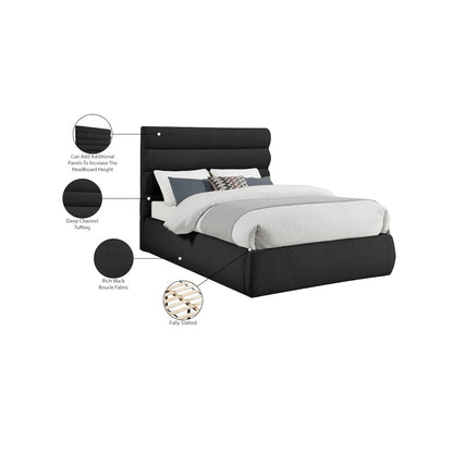 Adam Black Boucle Fabric Full Bed