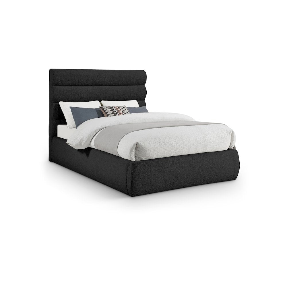 Adam Black Boucle Fabric Full Bed