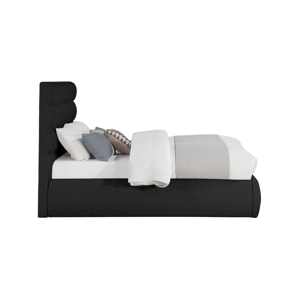 Adam Black Boucle Fabric Full Bed