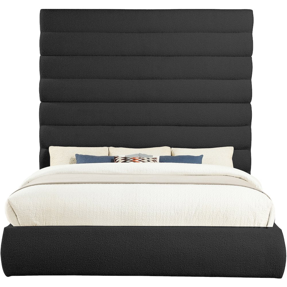 Adam Black Boucle Fabric King Bed