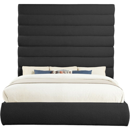Adam Black Boucle Fabric King Bed