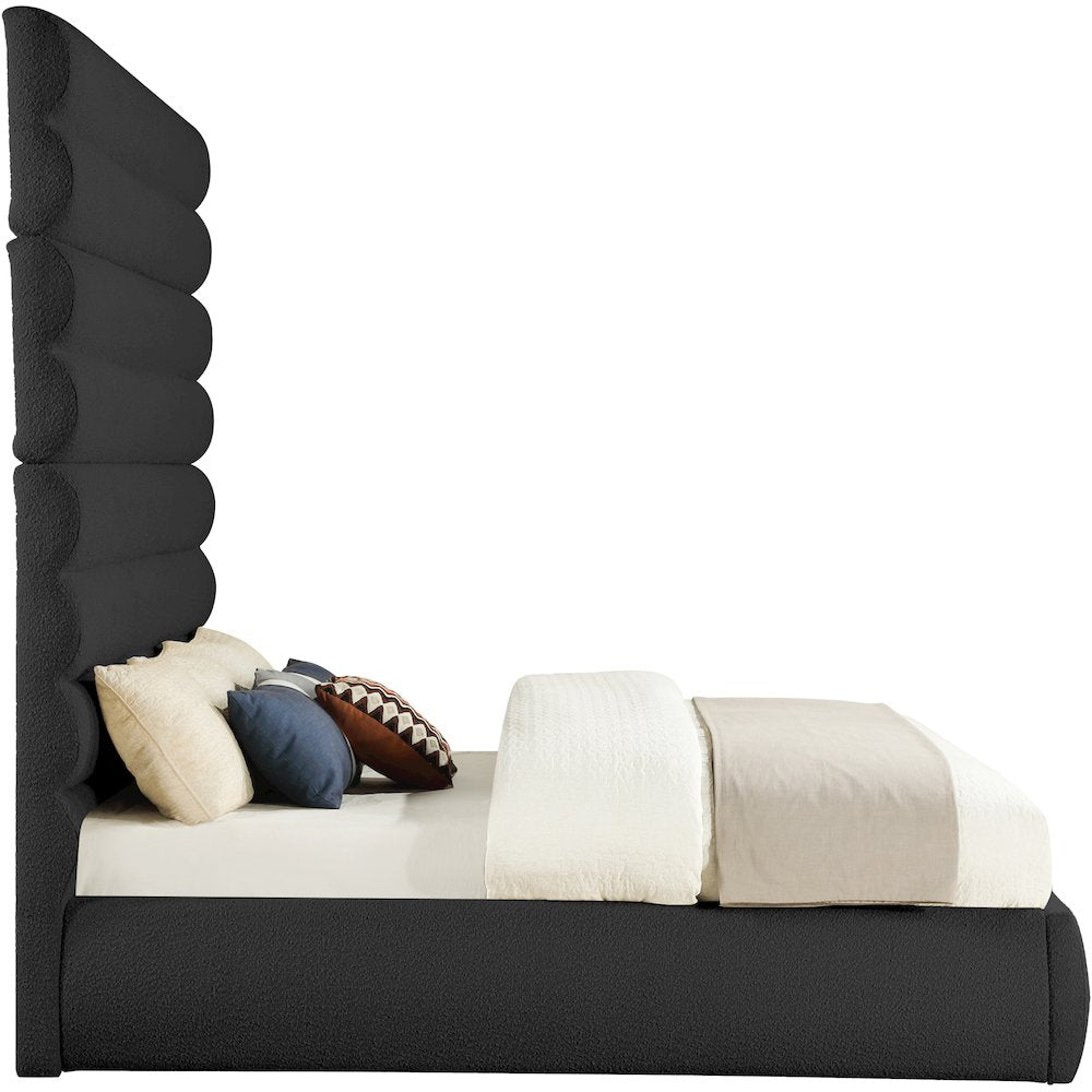 Adam Black Boucle Fabric King Bed