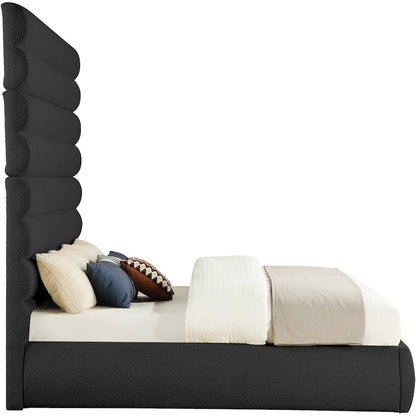 Adam Black Boucle Fabric King Bed