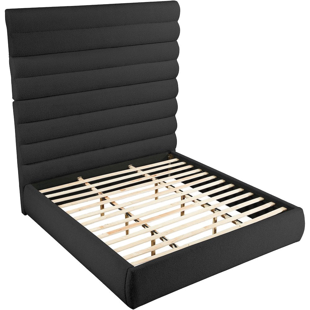Adam Black Boucle Fabric King Bed
