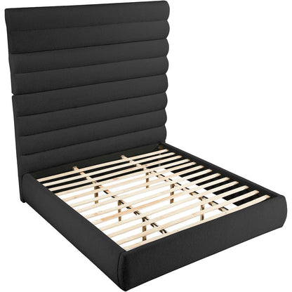 Adam Black Boucle Fabric King Bed