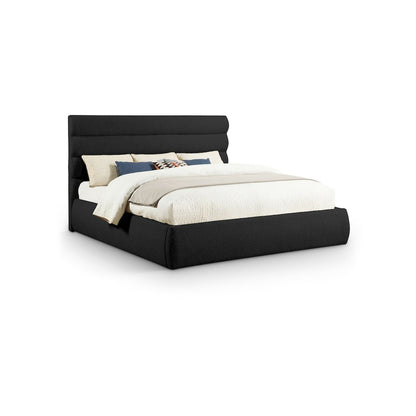 Adam Black Boucle Fabric King Bed