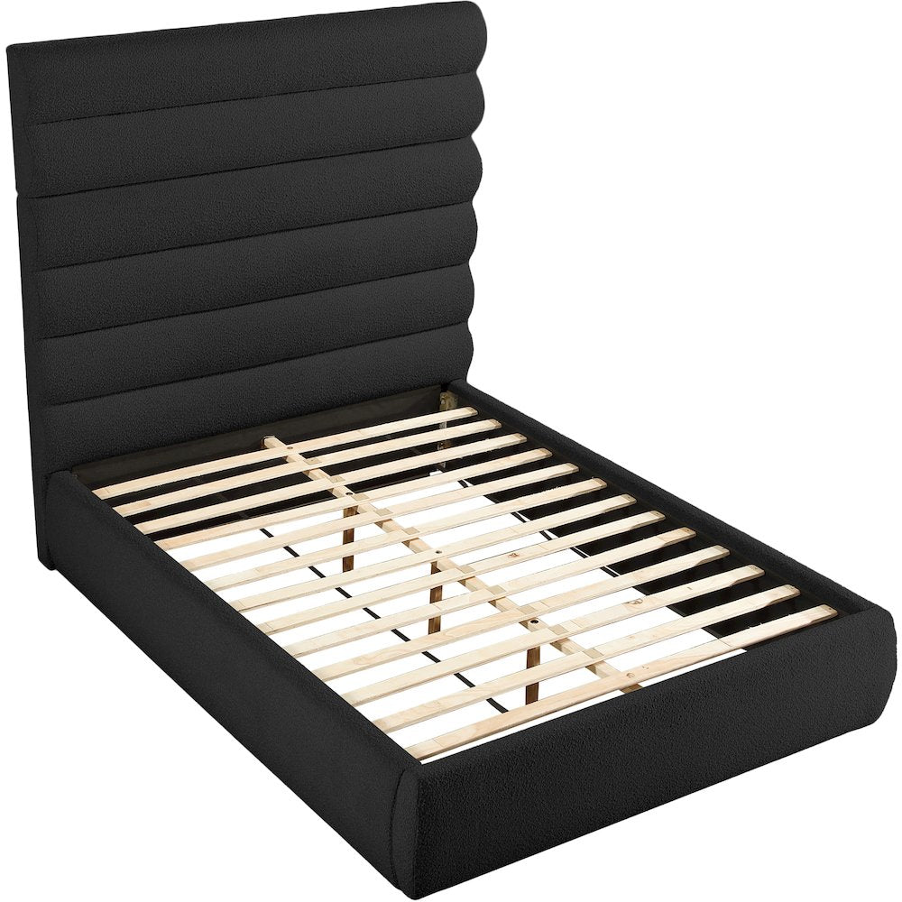 Adam Black Boucle Fabric Queen Bed
