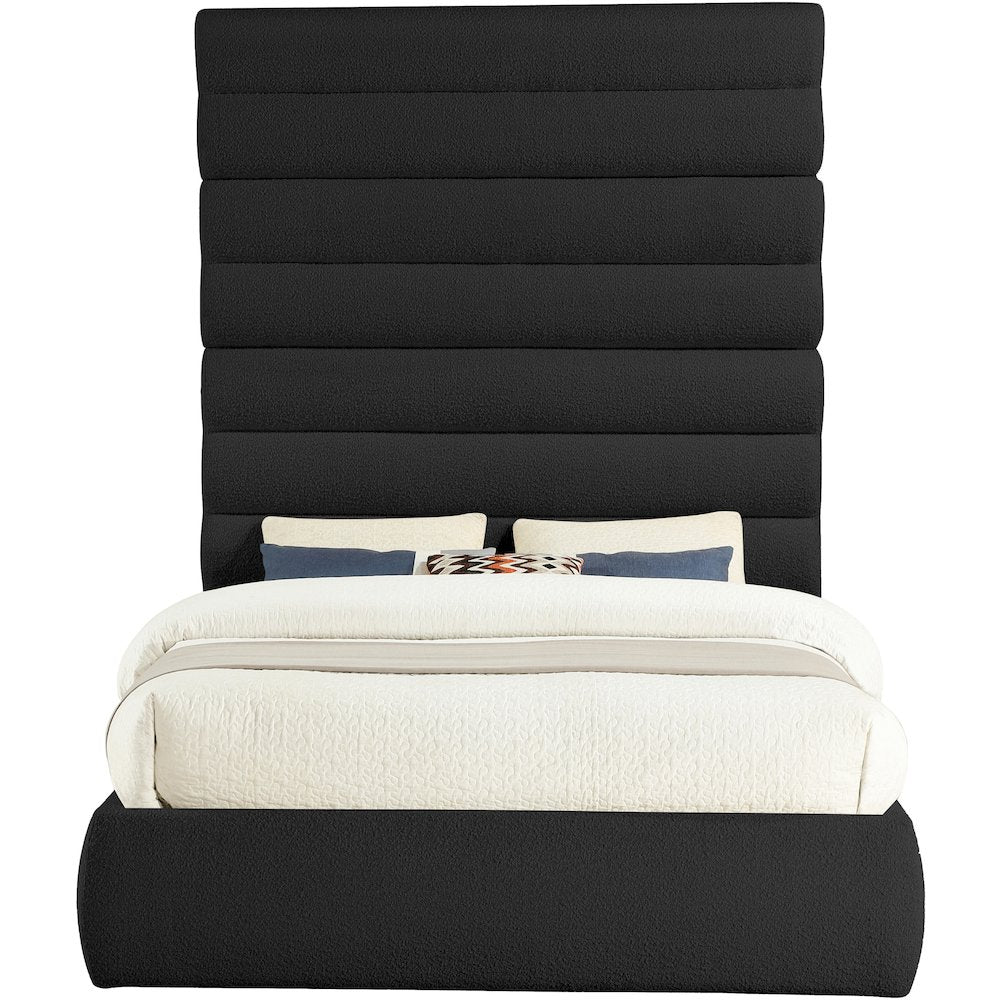 Adam Black Boucle Fabric Queen Bed
