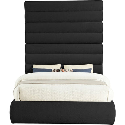 Adam Black Boucle Fabric Queen Bed