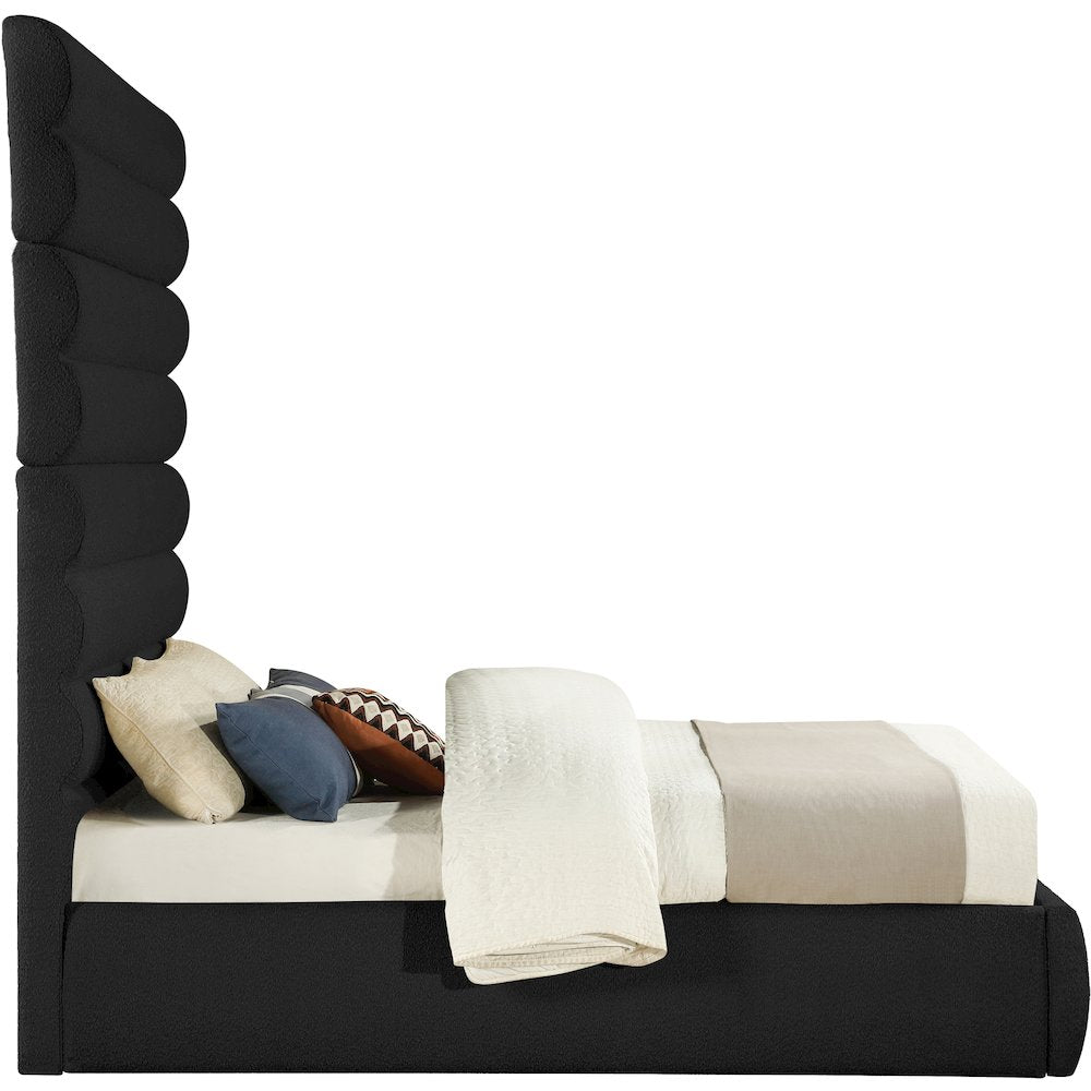 Adam Black Boucle Fabric Queen Bed