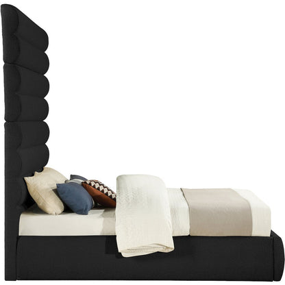 Adam Black Boucle Fabric Queen Bed
