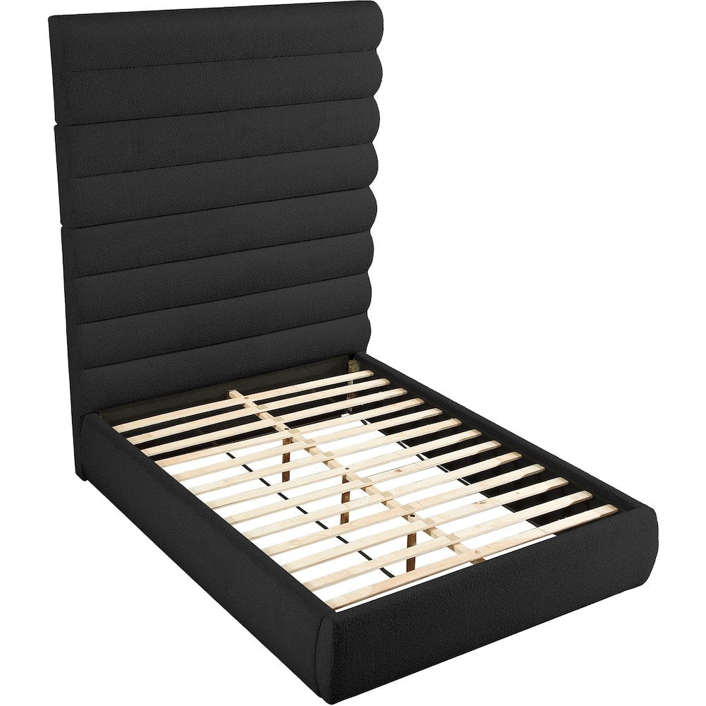 Adam Black Boucle Fabric Queen Bed