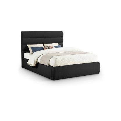 Adam Black Boucle Fabric Queen Bed