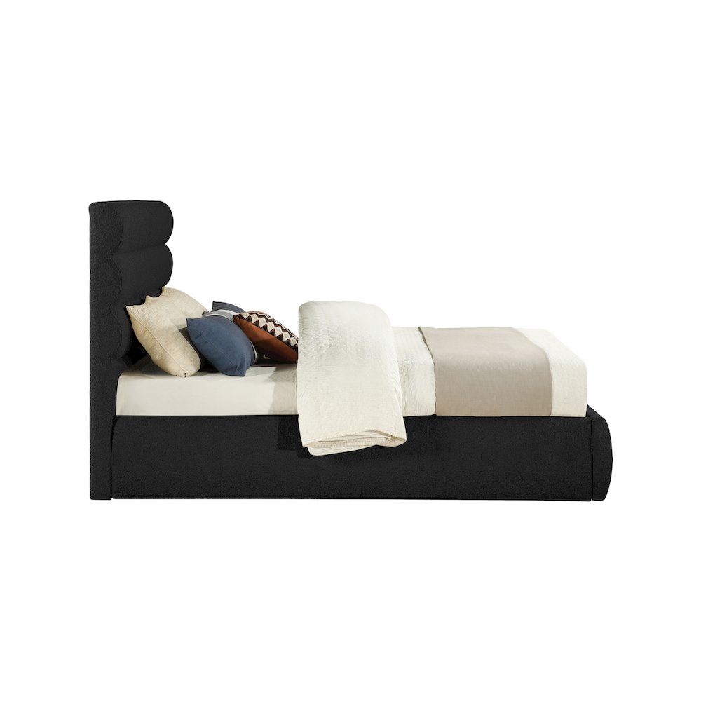 Adam Black Boucle Fabric Queen Bed