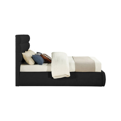 Adam Black Boucle Fabric Queen Bed