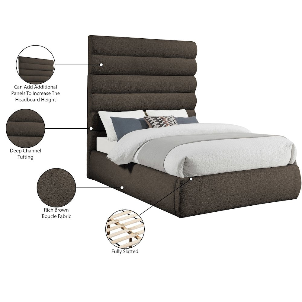 Adam Brown Boucle Fabric Full Bed