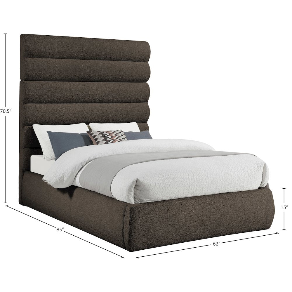 Adam Brown Boucle Fabric Full Bed