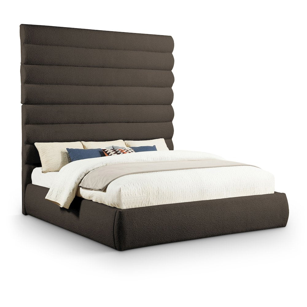 Adam Brown Boucle Fabric King Bed