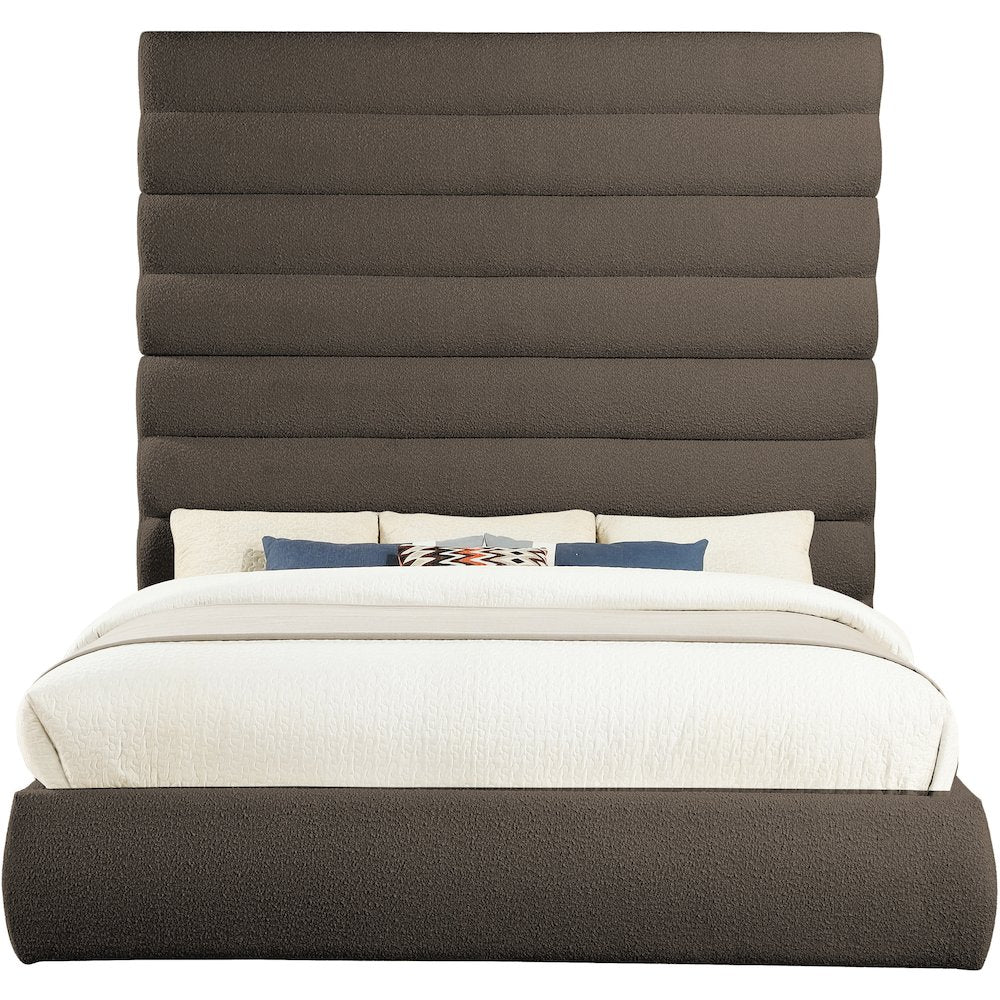 Adam Brown Boucle Fabric King Bed