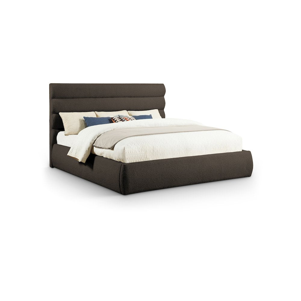 Adam Brown Boucle Fabric King Bed