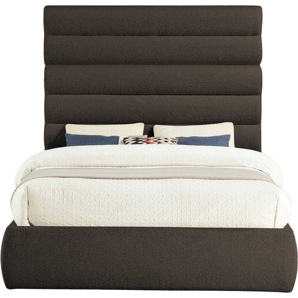 Adam Brown Boucle Fabric Queen Bed