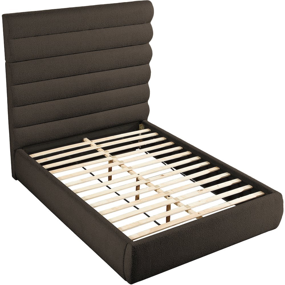 Adam Brown Boucle Fabric Queen Bed