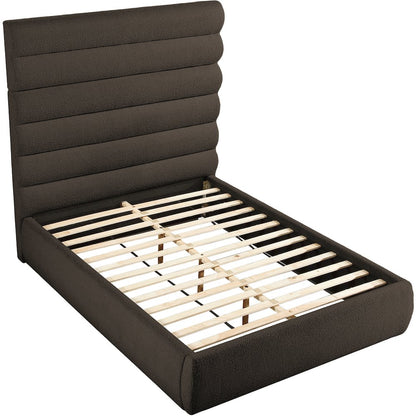 Adam Brown Boucle Fabric Queen Bed
