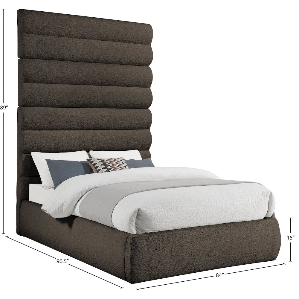 Adam Brown Boucle Fabric Queen Bed