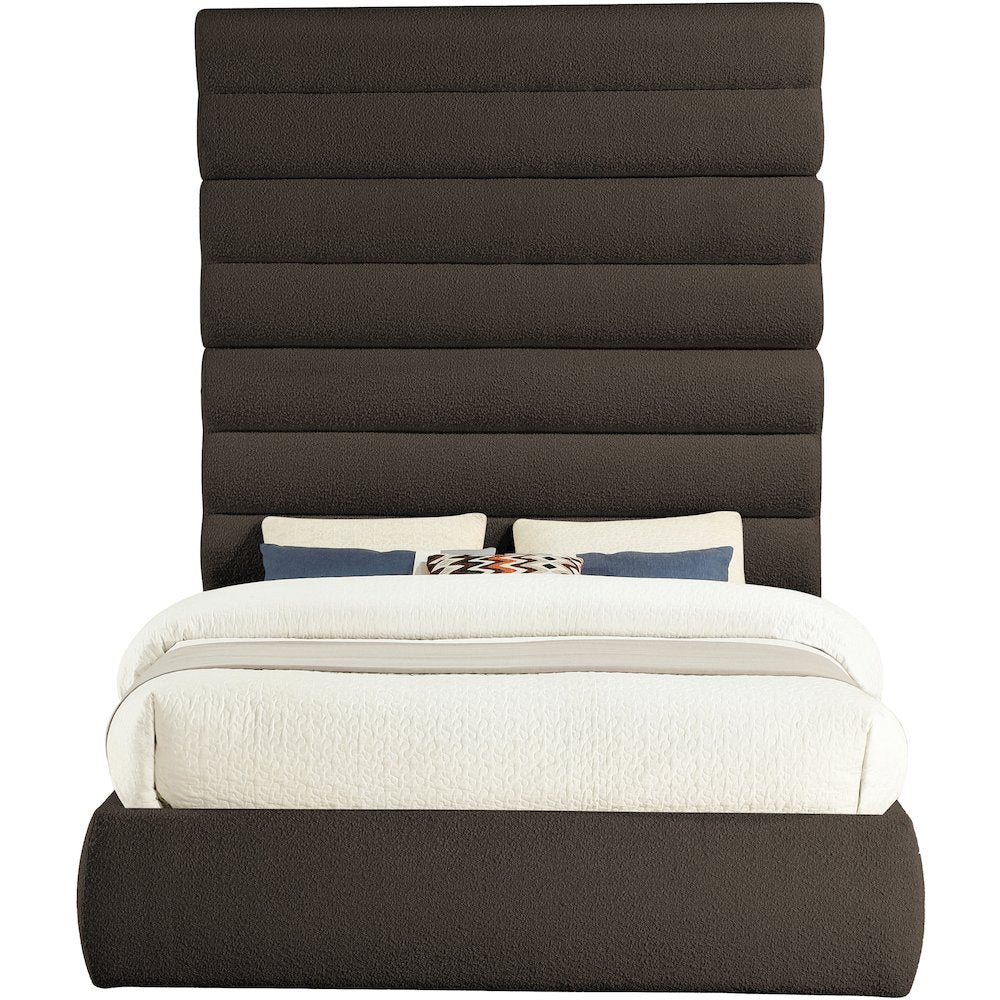 Adam Brown Boucle Fabric Queen Bed
