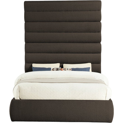 Adam Brown Boucle Fabric Queen Bed