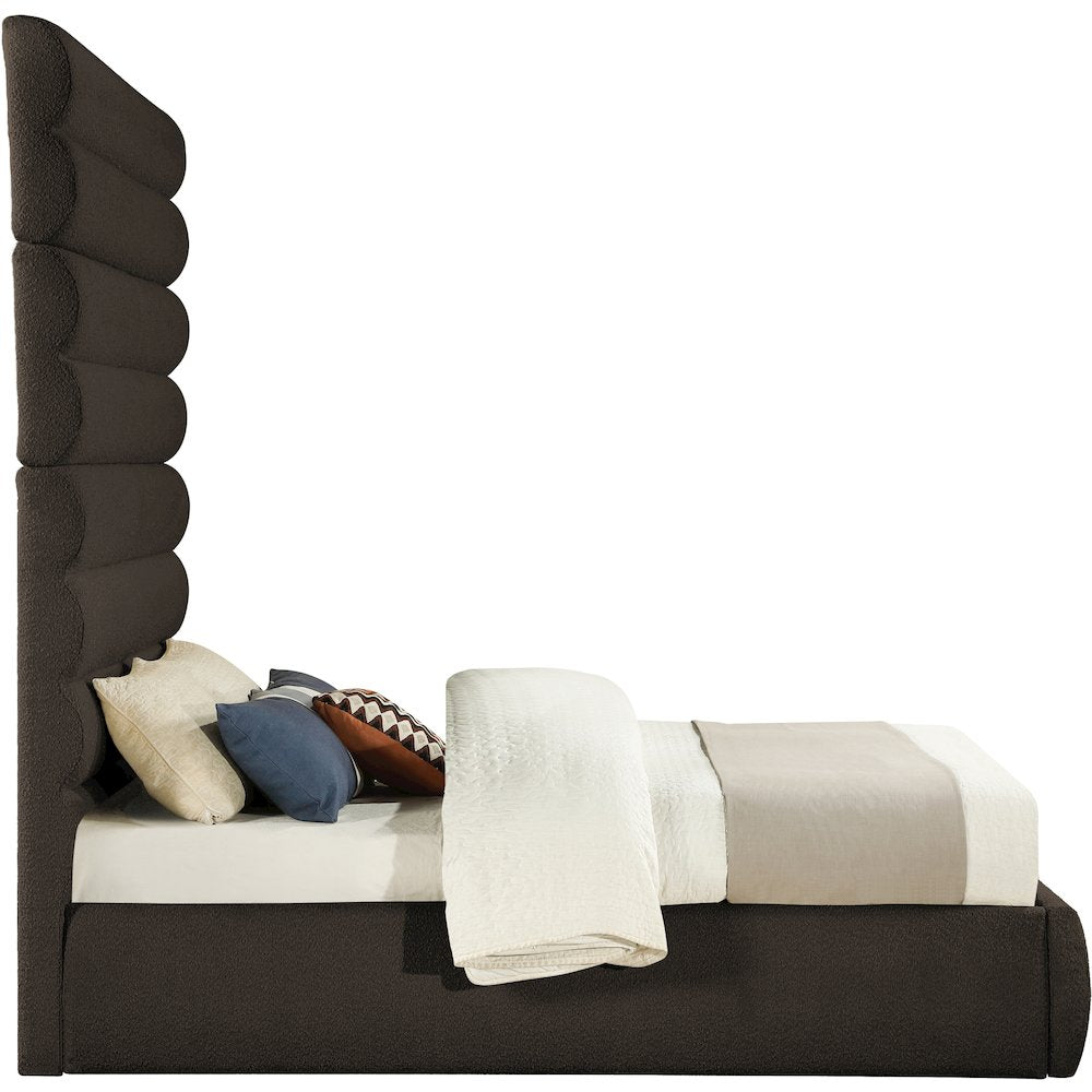 Adam Brown Boucle Fabric Queen Bed