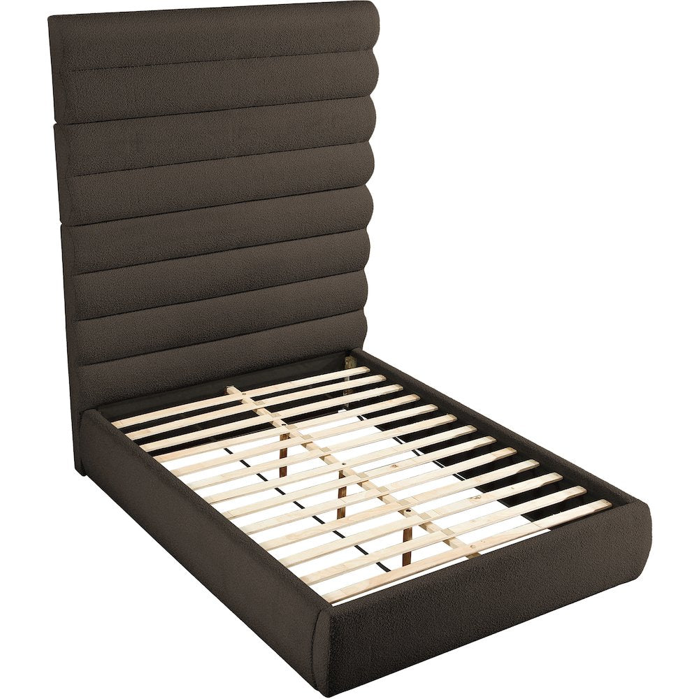Adam Brown Boucle Fabric Queen Bed