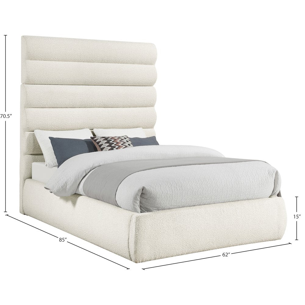 Adam Cream Boucle Fabric Full Bed
